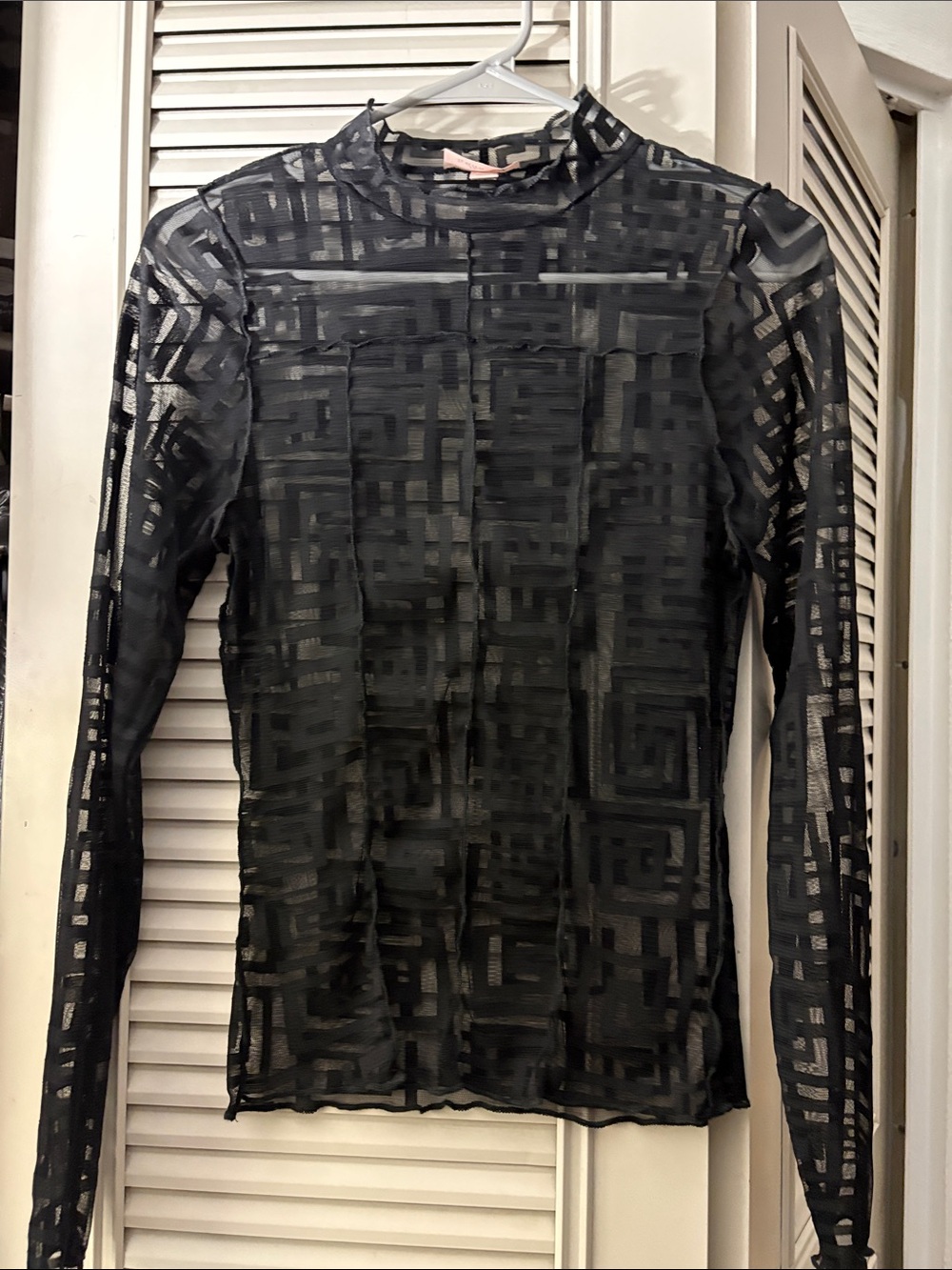Willow Black Geometric Sheer Mesh Top